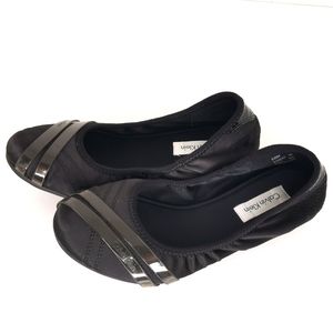 Calvin Klein Kameko Black Satin Yoga Flats